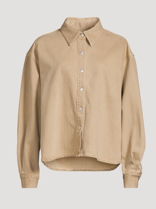 Agolde Tops - AGOLDE Aiden High Low Button Up Shirt Cotton Oversized Root Beer Tan Size XS